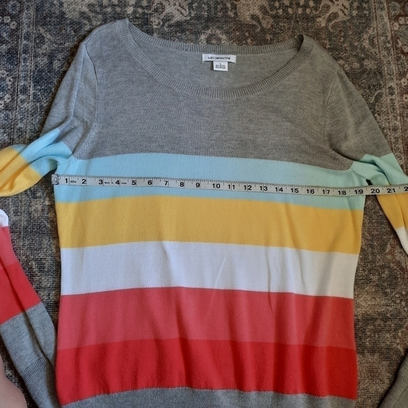 LIZ Claiborne Spring Colors Striped Sweater Large - Picture 4 of 6